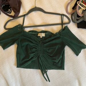 Green cropped top with tie detail